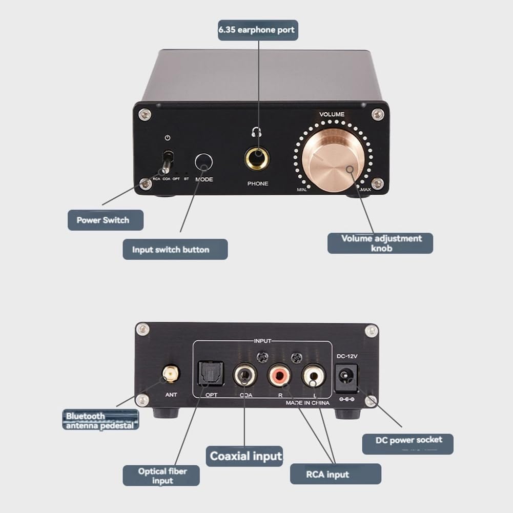 A938 Décodeur Bluetooth HiFi Décodeur Amplificateur Audio Casque Ampli Décodeur HiFi Maison Stéréo Haut-Parleur Récepteur