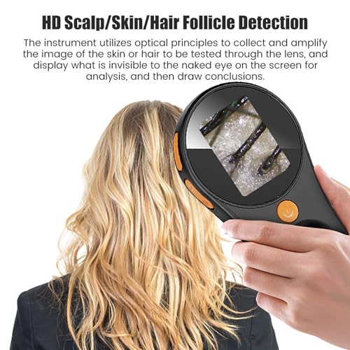 JBMBHC Handheld Dermatoscope Skin Analyzer Machine, Wireless Portable Digital Microscope with 1080P IPS Screen 8 LEDs, 500X Magnifier, for Scalp/Hair Trichomes Facial Skin Dermatoscope