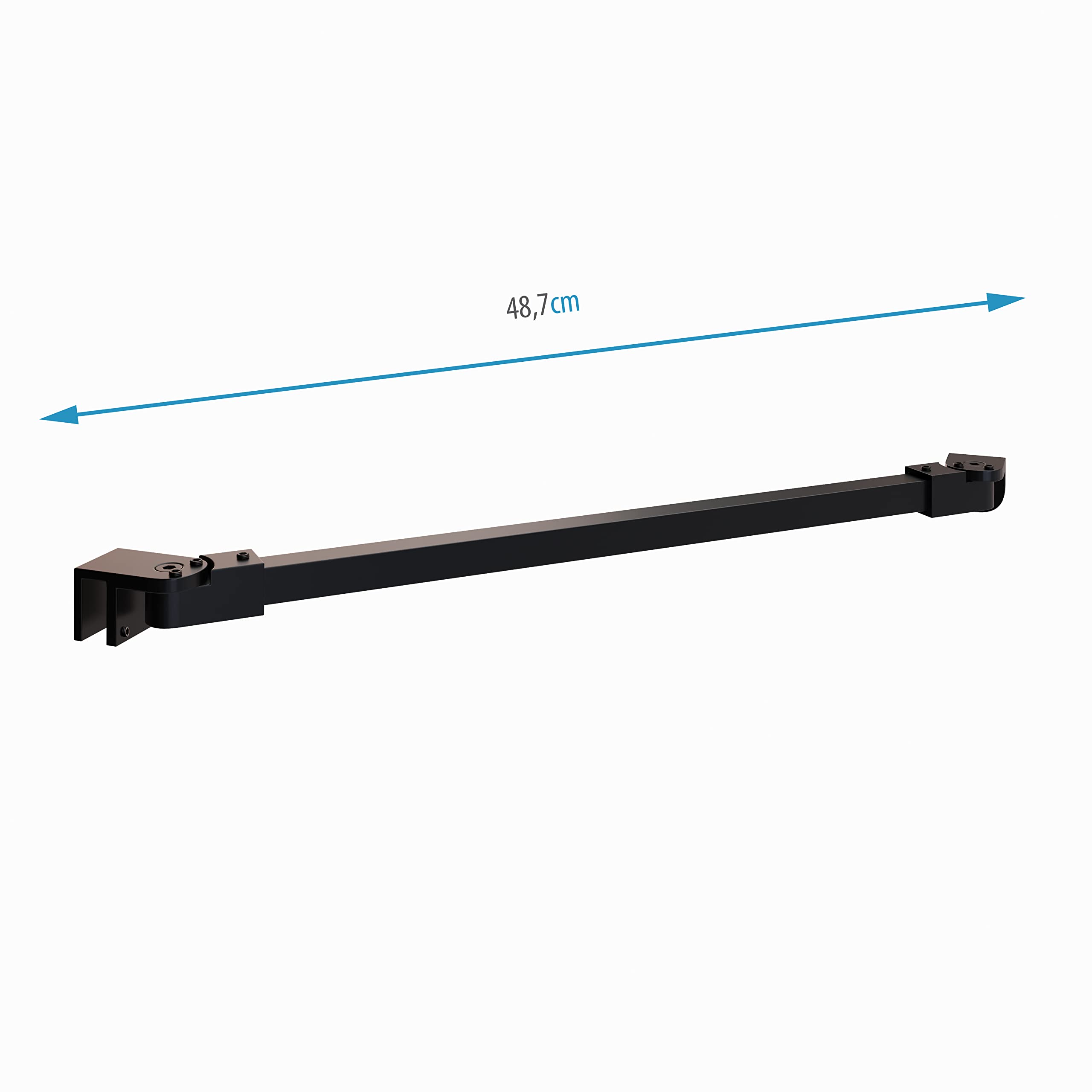 iflair Czarny drążek pod kątem 6810 mm do chodzenia po ściankach prysznicowych z obrotowym przegubem 180° - stabilizator ze stali nierdzewnej V2A długość 48 cm do szklanego prysznica
