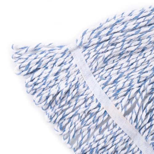 Image of Matthew Cleaning Looped-End Pack of 12 Cotton,1.25'' Universal Headband Heavy Duty Commercial Mop Head Replacement for Indoor&Outdoor Use,Grease Stain Floor Cleaning String Mops Head Refill