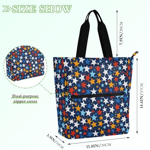 Bolsa para libros escolar y de compras azul marino con bolsillos 4