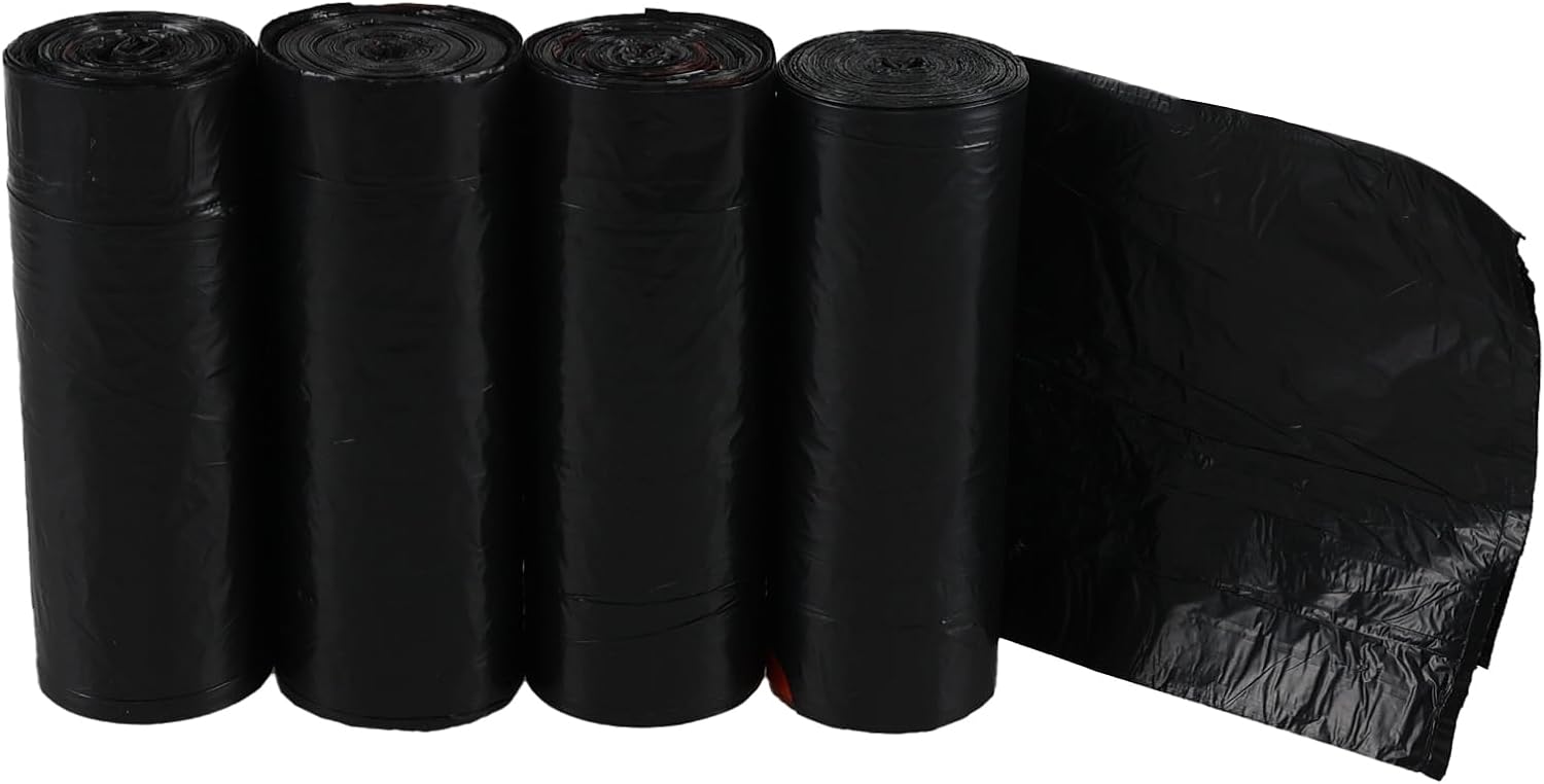 13 Gallon Plastic Garbage Bags with Drawstring, 208 Counts Drawstring Trash Bags, Black