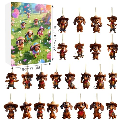 Christmas Acrylic Pendant Calendar | 24-Day Count Down to Christmas Dachshund Calendar - Collectible Keepsake 2D Acrylic Flat,for Living Room Mantel Tree Wall Window - Image 6