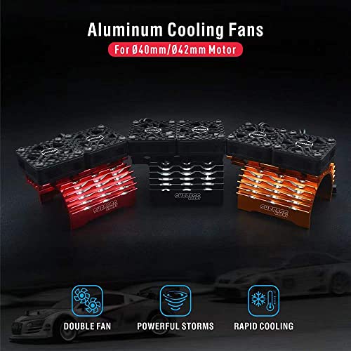 Rc Brushless Motor Fan, Rc Cooling Fan, 30Mm Dual Fan 27000Rpm, With Red Metal Heatsink, Brushless Motor Heatsink, For 1/8 1/10 Rc Car 40Mm 42Mm Brushless Motor #TOP6