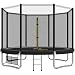 Devoko Trampolin Outdoor Ø 183/228/305/366/427 cm, Indoor Trampolin Kinder Gartentrampoline, Komplettset mit Schuhnetz, Leiter, Randabdeckung, Sicherheitsnetz