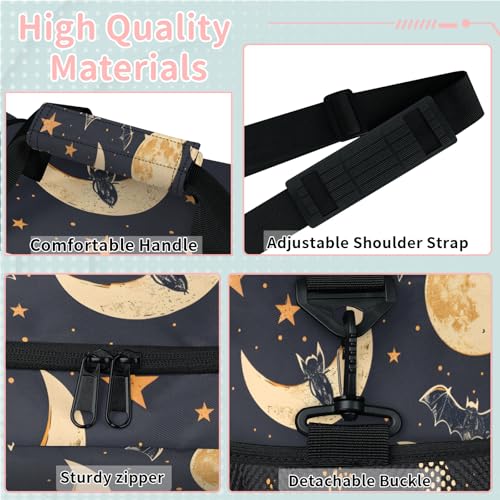 Stars Moon Bats Travel Duffle Bag - Waterproof weekend luggage bag, men's sports and fitness bag, delivery hospital storage bag, overnight luggage bag with pull rod cover2