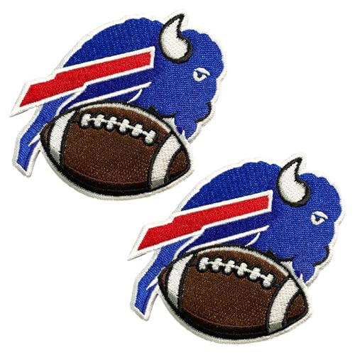 B-Sheep 2 PCS Blue with Football Patch Embroidered Iron On Patches for Decorate Craft Clothes