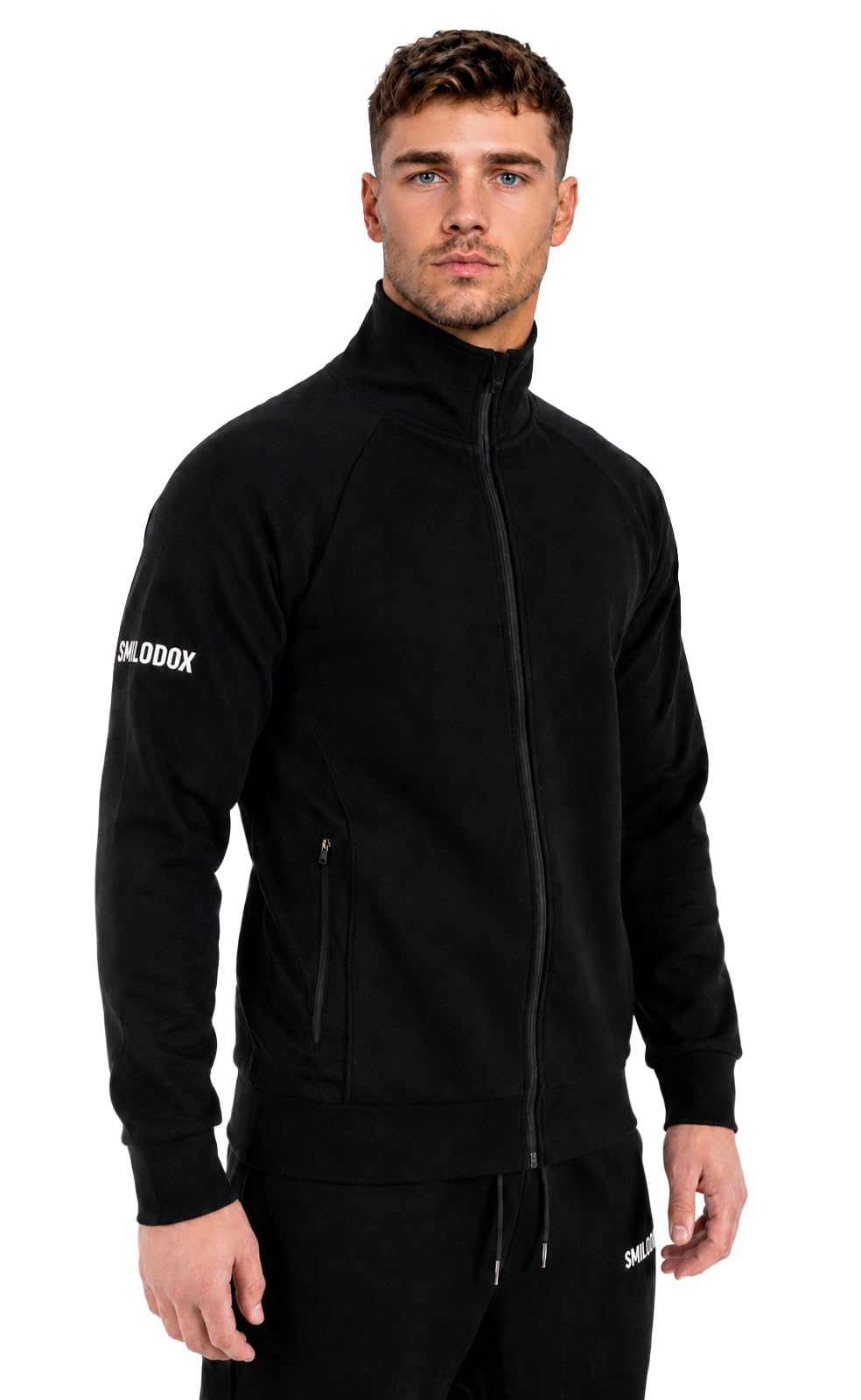 SMILODOX Trainingsjacke Herren Denzo, leichte Sportjacke mit Stehkragen, Reißverschluss und Taschen, elastische Laufjacke, Outdoor Jacke, atmungsaktive Übergangsjacke für Training Gym Alltag