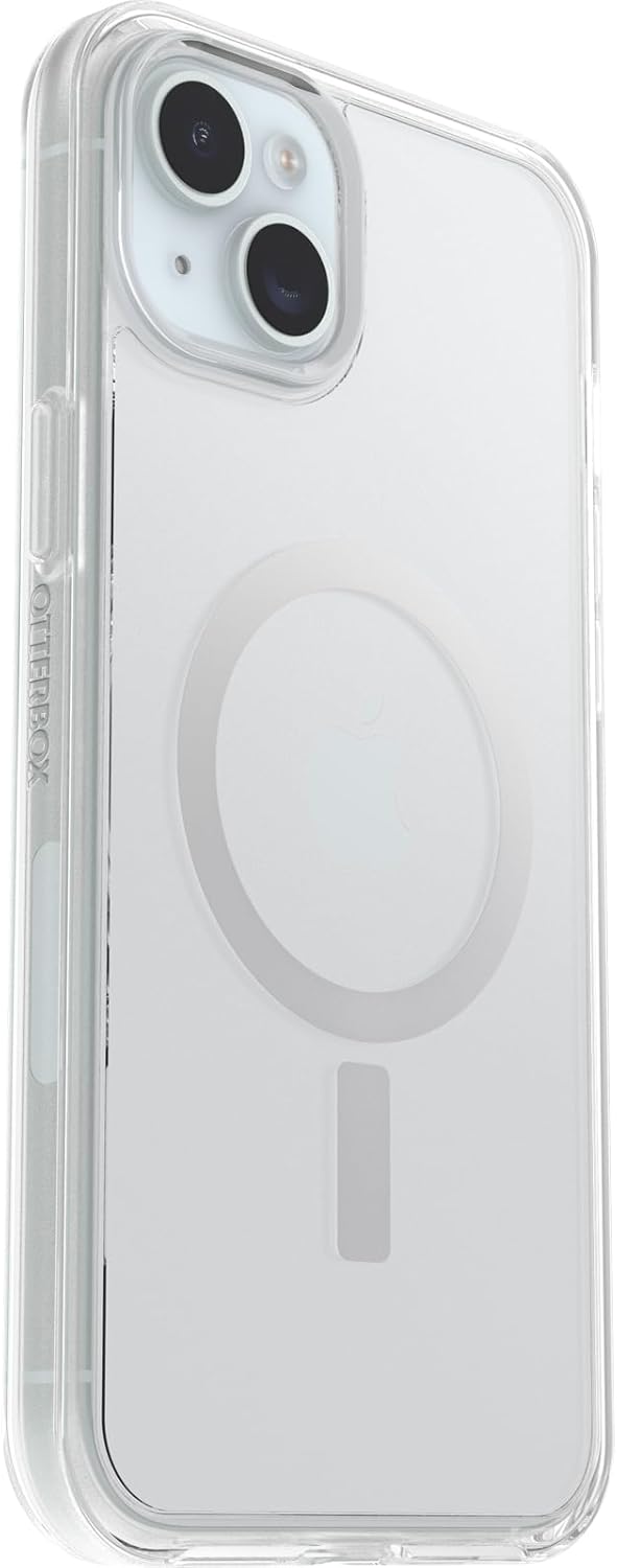 OtterBox iPhone 15 Plus and iPhone 14 Plus Symmetry Series Clear Case - (Clear), snaps to MagSafe, ultra-sleek, raised edges protect camera & screen (ships in polybag)