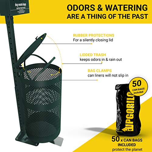 Pet Waste Station With Pedal - Includes 600 Roll Bags & 50 Can Liners - Glow In The Dark Dog Waste Station With Dog Poop Sign, Bag Dispenser, Hand Sanitizer Bottle & Outdoor Trash Can With Lid #TOP5
