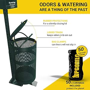 Pet Waste Station Includes 600 Roll Bags 50 Can Liners Original Glow in the Dark Dog Waste Station with Dog Poop Sign Bag Dispenser Hand Sanitizer Bottle Outdoor Trash Can with Lid