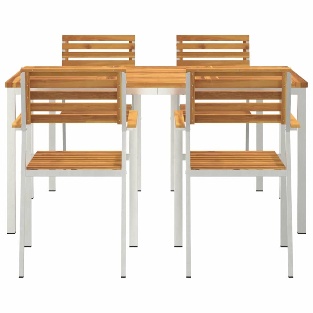 Juego de muebles de jardín de madera maciza de acacia, 5 unidades, color marrón, mesa y 4 sillas, muebles de balcón, muebles para terraza, jardín, balcón -A