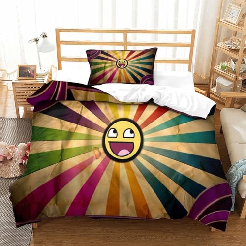 Juego de funda nórdica infantil de microfibra con estampado 3D de carita sonriente 135x200 cm 3