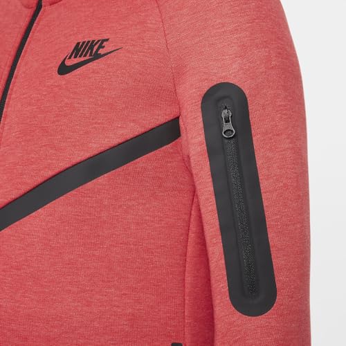 Nike Sportswear Tech Fleece Big Kids' Full-Zip Hoodie (HV5867-672, Light University Red Heather/Light University Red)3