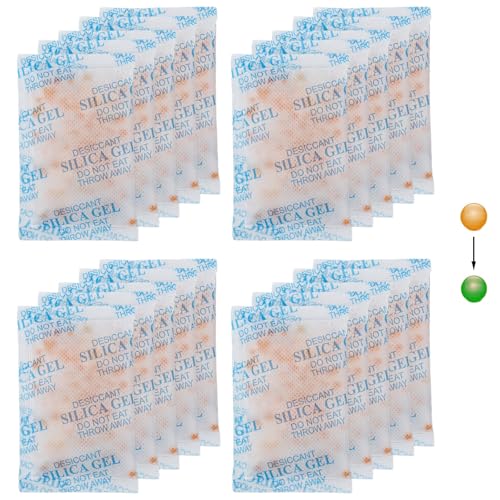 10 g X 20 Confezioni Silica gel Bustine,Desiccant Silica gel Riutilizzabile con Perle Arancioni Indicatore per Armadio Casseforti Bagno Prodotti,Tasso di Assorbimento Dell'umidità Fino al 30%