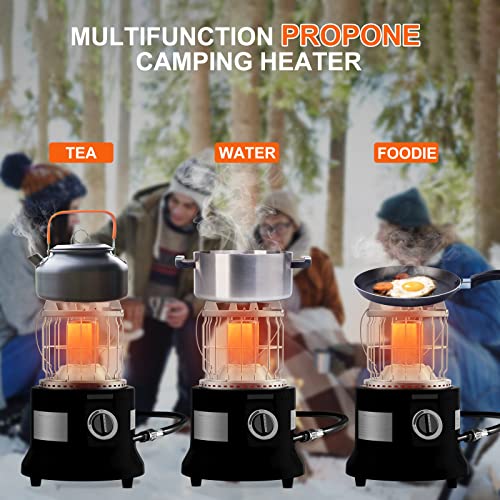 Akusako Propane Camping Heater Indoor Propane Heater Gas Heater Camping Tent Heater For Ice Fishing Backpacking Hiking Hunting Survival Emergency (Black) #TOP3