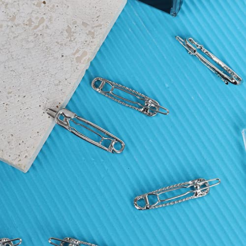 15 Pcs Hair Pins Hair Clips Alloy Safety Pin Shape Hairpin Barrettes Goth Hair Pins Set Hairdressing Tool Hair Accessories (Silver) #TOP4