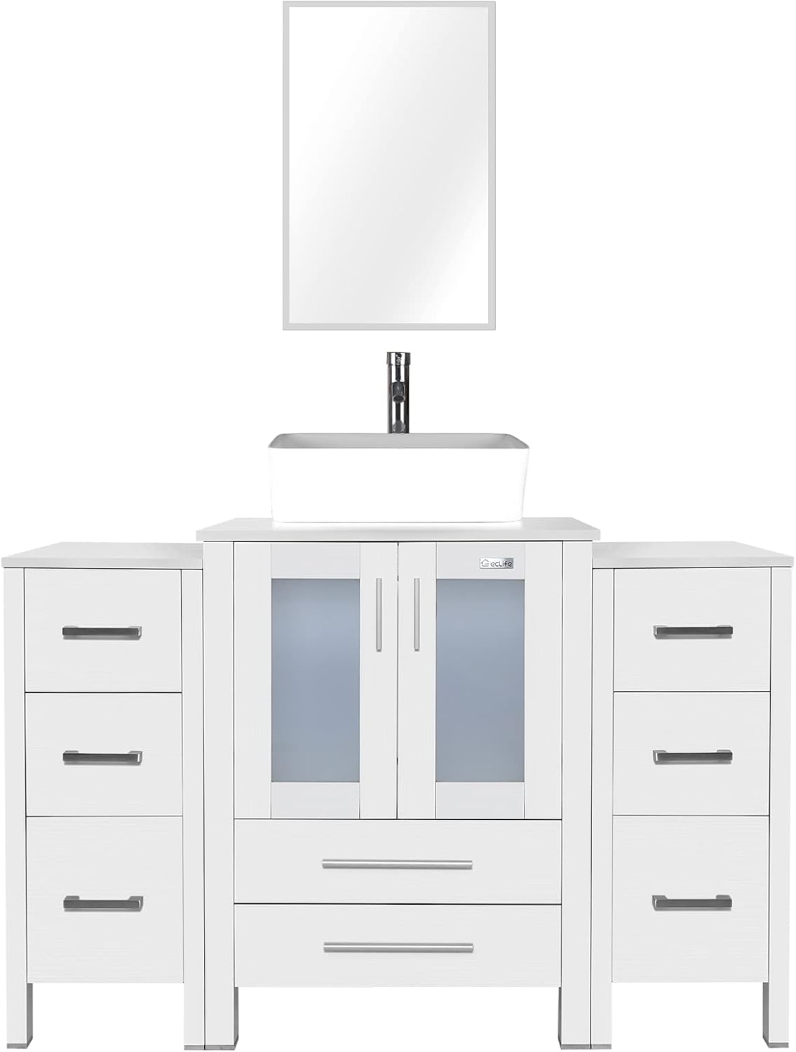 eclife 48” Bathroom Vanity Sink Combo White W/Side