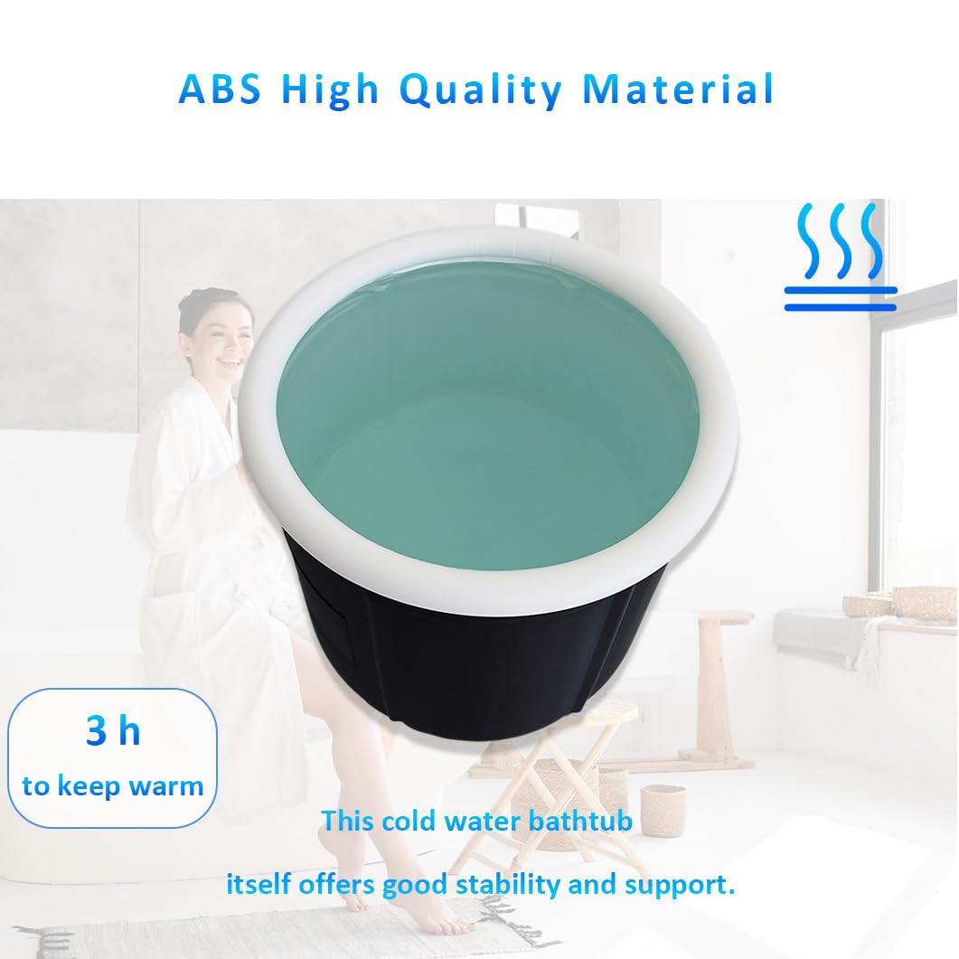 Vasca bagno pieghevole portatile nera, design ergonomico, vasca bagno gonfiabile con anello d'aria, altezza 75 cm, diametro 85 cm, cabina di immersione in acqua fredda, adatta per bagni di