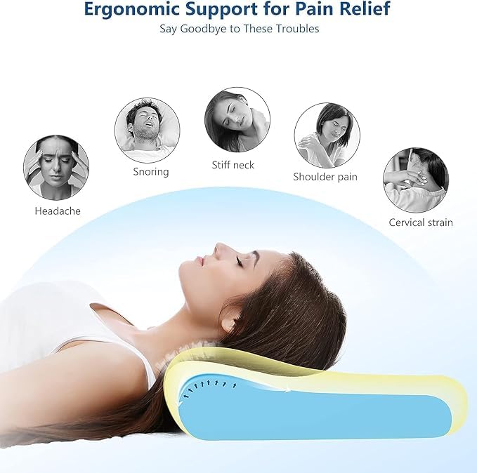 MASHUR FAB Memory Foam Pillow, Contour Cervical Orthopedic Memory Foam Pillows Supports Neck Pain and Shoulder Pain for Sleeping, Ergonomic Cervical Pillow Neck Support Pillow for Side Back 3