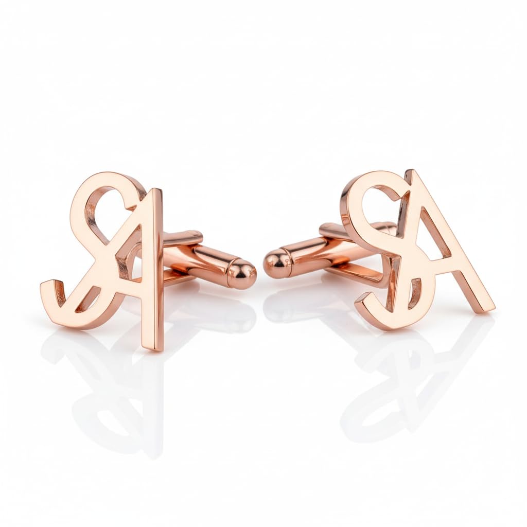 moskai Personalized Initial Cufflinks for Men | Custom Monogram Letter Cuff Links | Engraved Wedding Accessories for Groom and Groomsmen | Business and Formal Wear Jewelry-picture-18