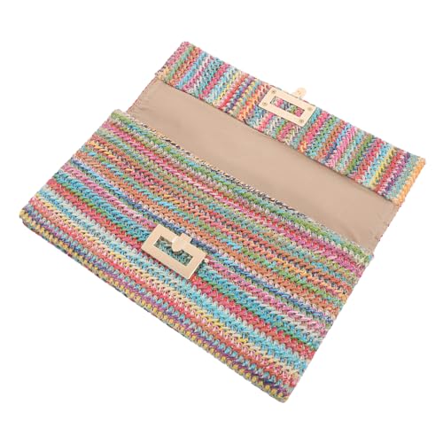 TOVINANNA Boho Woven Clutch Purse Beach Bag Pvc Wicker Handbag Stylish Decorative Clutch Fashionable Bag