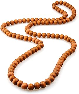 Ethnic Natural Wood Beads Necklace for Men Women Africa Wooden Chain Chunky Strand Necklace Statement Hip Hop Jewelry