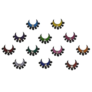 Comet Busters Multicolor Moon Bindis With Silver Stone (BV1433)