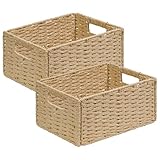 Aluusy 2 Cestas de Almacenaje, Cesta Mimbre Tejidas a Mano Rectangular...