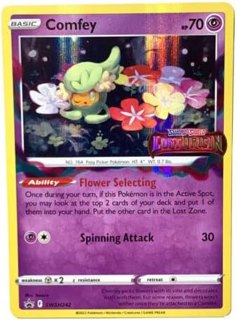 Pokemon - Comfey SWSH242 Holo Rare Prerelease Promo Estampado Origen perdido