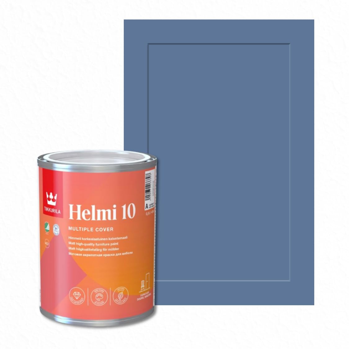 TIKKURILA Helmi 10 Matt Paint for Kitchen Cupboards, Furniture & MDF | Durable Interior Wood Finish - 0.25L Atlantis L433