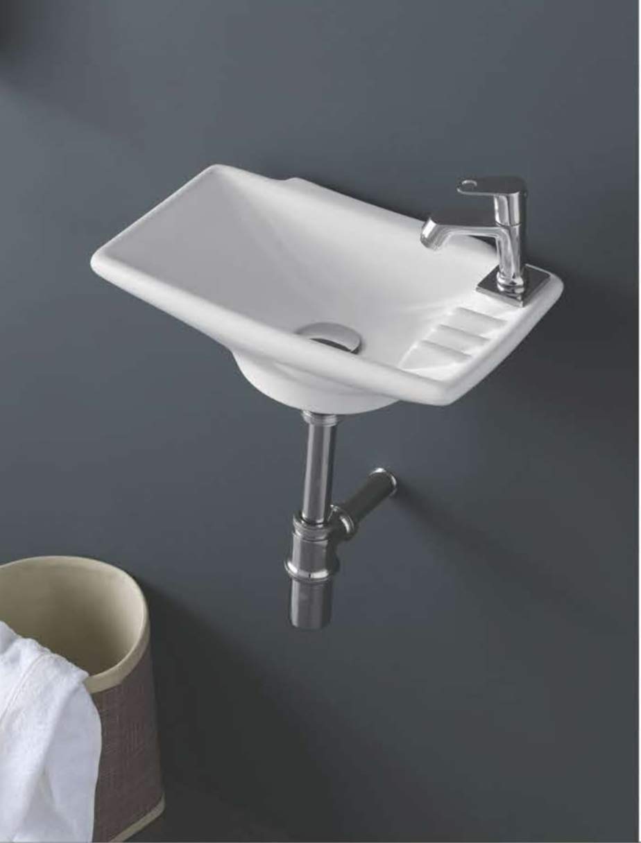 Zoyo Cera Soyo Ceramic Wall Hung Wash Basin Dimension(16x10 Inch/Glossy