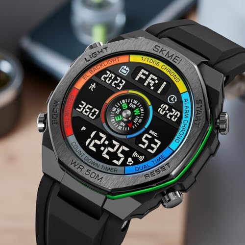 Image of SKMEI Men Watch Compass Pedometer Calories Sport Watch LED Digital Stopwatch Boy Digital Sport Wristwatch
