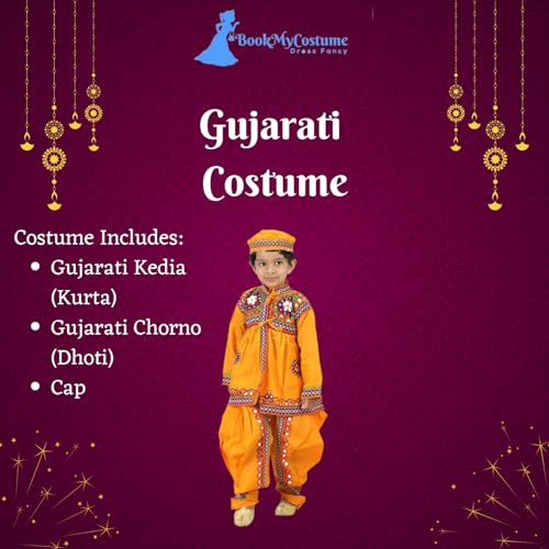 Image of BookMyCostume Gujarat Garba Navratri Indian State Fancy Dress Costume for Boys and Men 14-16 years