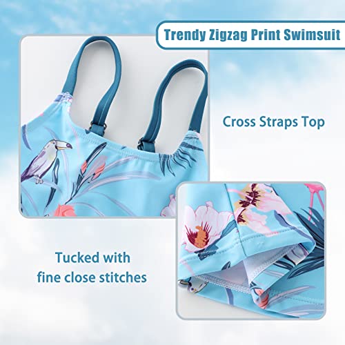 Girls Tankini Swimsuits Two Piece Bathing Suit with Boyshorts for Girls Hawaiian Swimwear Set 3-16 Years4