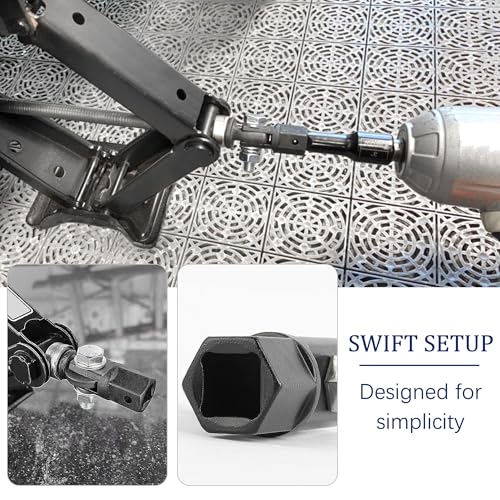 Image of Car Scissor Jack Adapter Driven by 1 /2 inch Impact Drills /Ratchet or Impact 13 /16 inch Lug Wrench,Labor-Saving Car Scissor Jacks Drill Adapter for Scissors Jack,Sturdy Cars Jacks Adapters