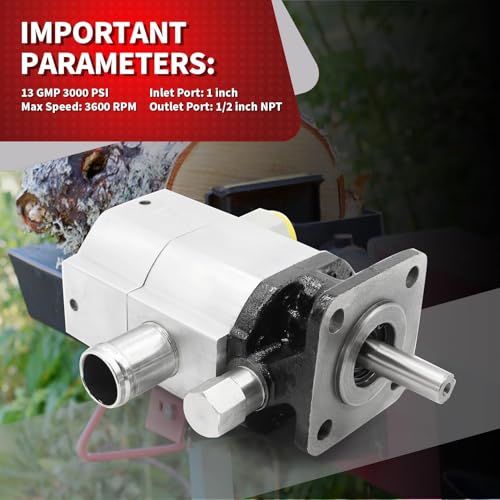 Image of Nakkaa 13 GPM 2 Stage Hydraulic Log Splitter Pump Aluminum Gear Pump | 3000 PSI aluminum hydraulic gear pump, Fast cycle times, Direct replacement pump for gas-powered log splitting machines