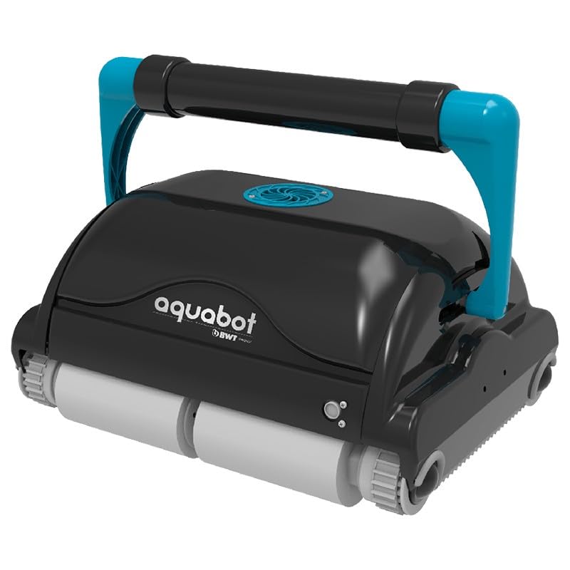 BENZA Aquabot BWT Magnum Junior – Robot limpiafondos para Piscinas públicas hasta 20 m, Filtro Microfibra XL 4D, Limpieza Fondo y Paredes, Cable 30 m, con Carro Transporte