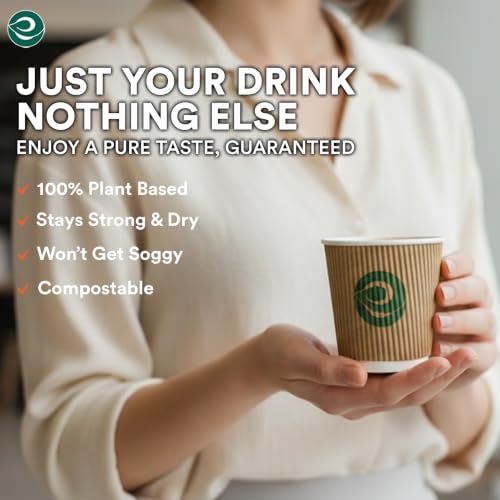 Image of ECO SOUL | Paper Ripple Cups for Hot Drinks | 180 ml - Pack of 25 | Premium-Quality, Leak-Resistant, & Durable | Triple-Layer Ripple-Wall Disposable Coffee Cups for Tea & Hot Beverages (Brown)