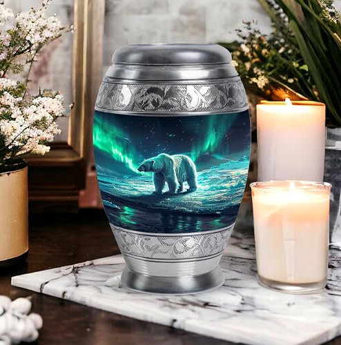 Image of Polar Bear Urn Human Ash Adult - Cremation Urns - Urn for Ashes Adult Male - Urns for Burial - Memorial Urns for Male & Female - 1 Large & 2 Small - Funeral Urns for Ashes Adult