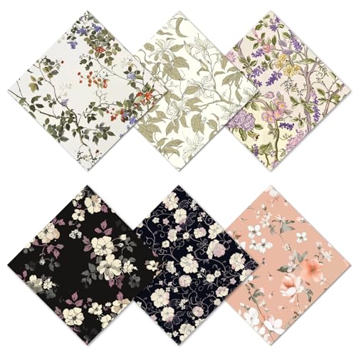 CREATCABIN 6 Paquet Chiffon Nettoyage Fleurs Vintage Microfibre Doux Multicolore Lunettes Lingettes Épaisses Réutilisables pour Lunettes Appareil Photo Téléphone Portable Écrans Lunettes 15.5x15.5cm