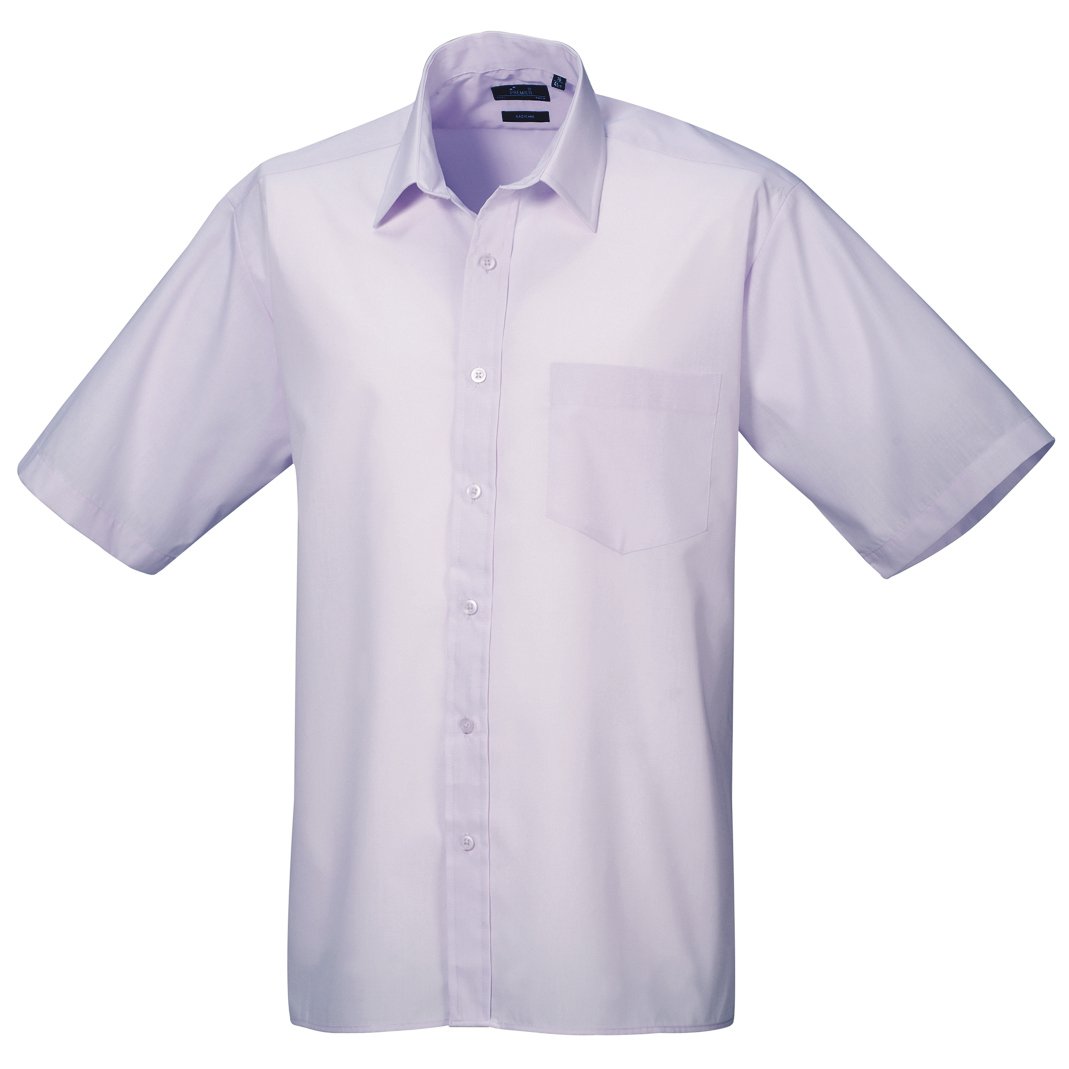 Premier Mens Short Sleeve Formal Poplin Plain Work Shirt (17) (Lilac)