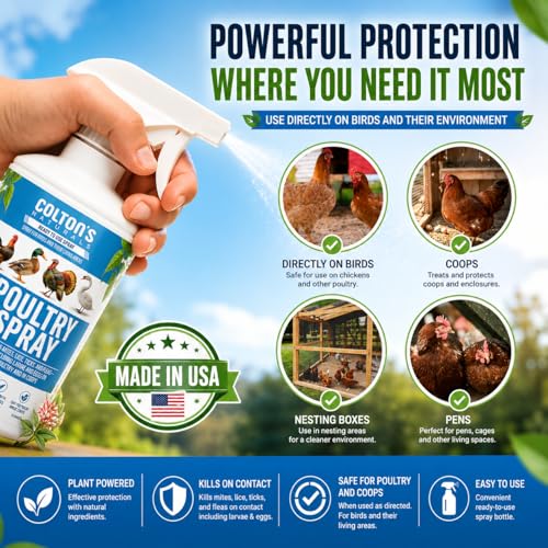 Image of Colton's Naturals Poultry Spray 16 oz - for Chickens - Helps with Mites, Lice, Fleas & Scaly Leg - Safe for Coops, Birds & Backyard Poultry