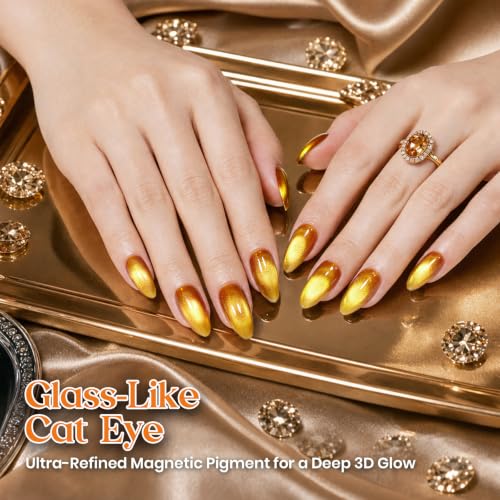 Image of Beetles Gold Cat Eye Gel Nail Polish,Champagne Diamond