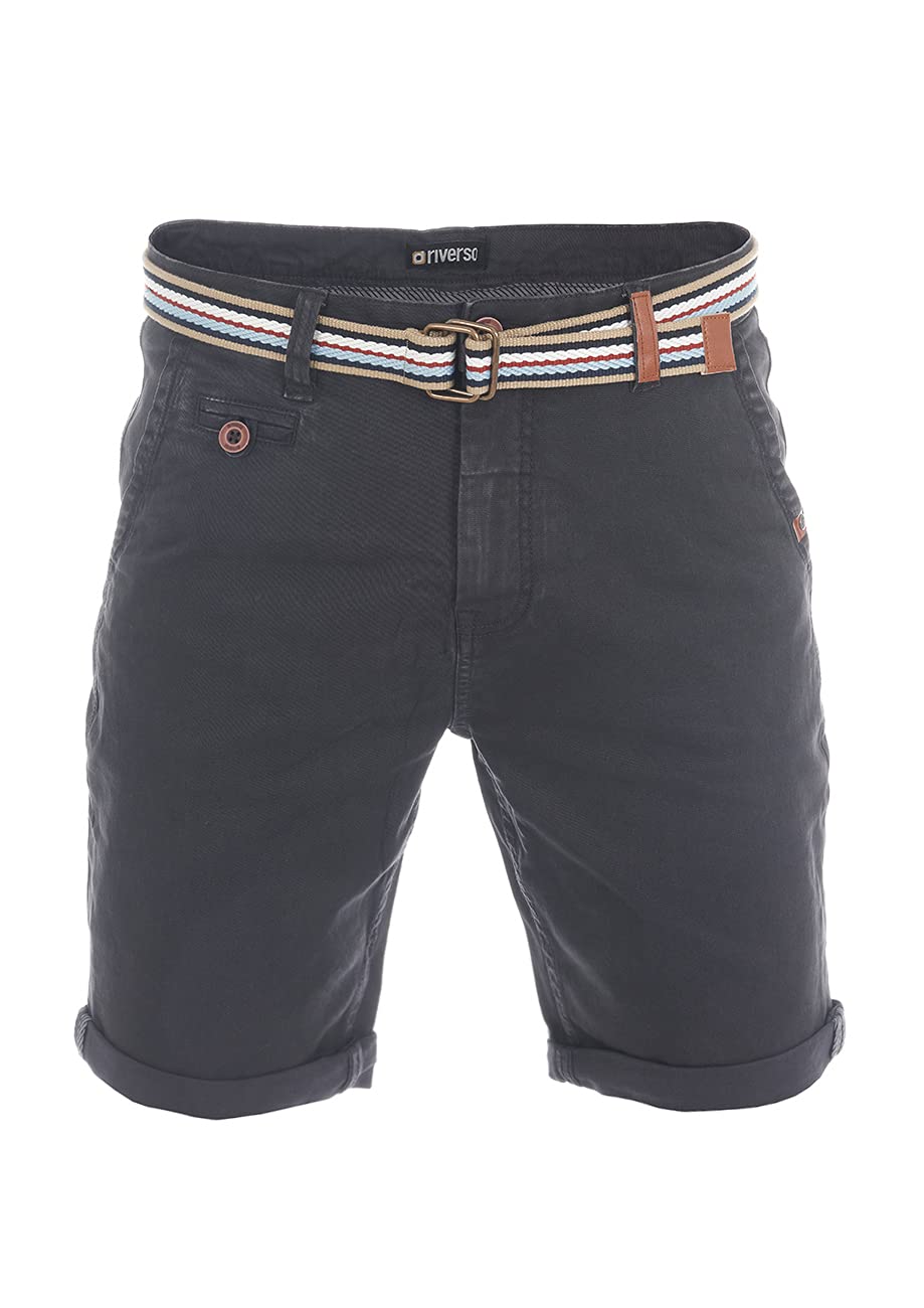 riverso RIVKlaas Pantalones Cortos Chinos Hombre Corte Regular Cinturón Bermuda Verano 98% Algodón W30-W42