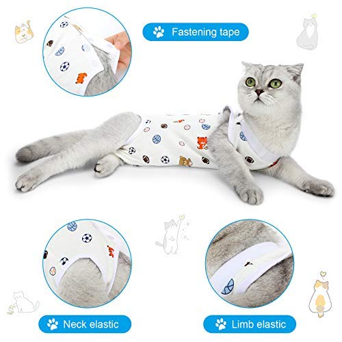 4 Pieces Cat Recovery Suits Body Wraps Breathable Kittens Recovery Clothes for Cats Small Dogs Abdominal Weaning(Banana, Football, Strawberry, Donut,S) by Weewooday - Image 5