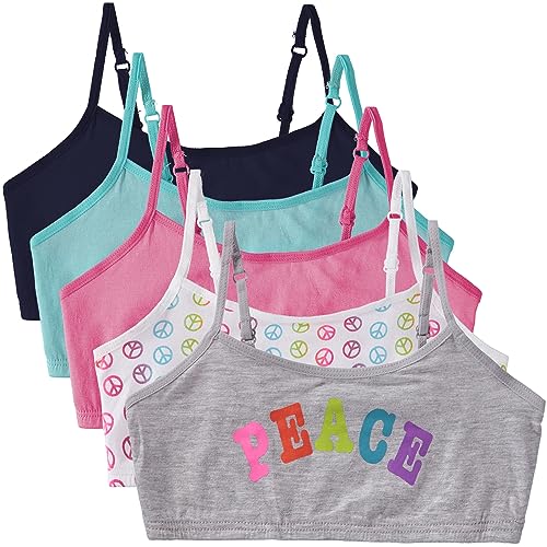 Girls Training Bra Cotton Stretch Bralette, 5-Pack (7-14)