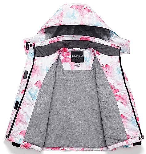CREATMO US Girl's Waterproof Ski Jacket Warm Winter Snow Coat Windproof Snowboarding Rain Jacket3