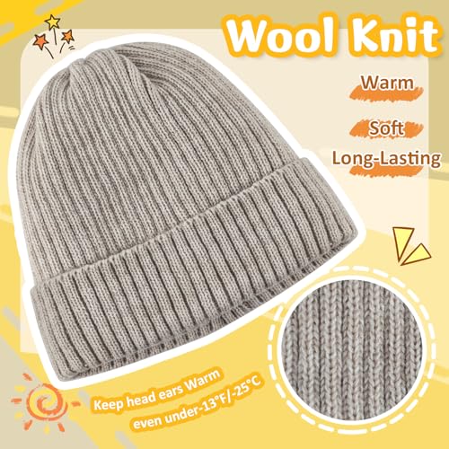 MIG4U Kids Beanie Hat Wool Knitted Warm Fleece Lined, Soft Coral Thick Cuffed Winter Hat Beanie Cap for Cold Weather2