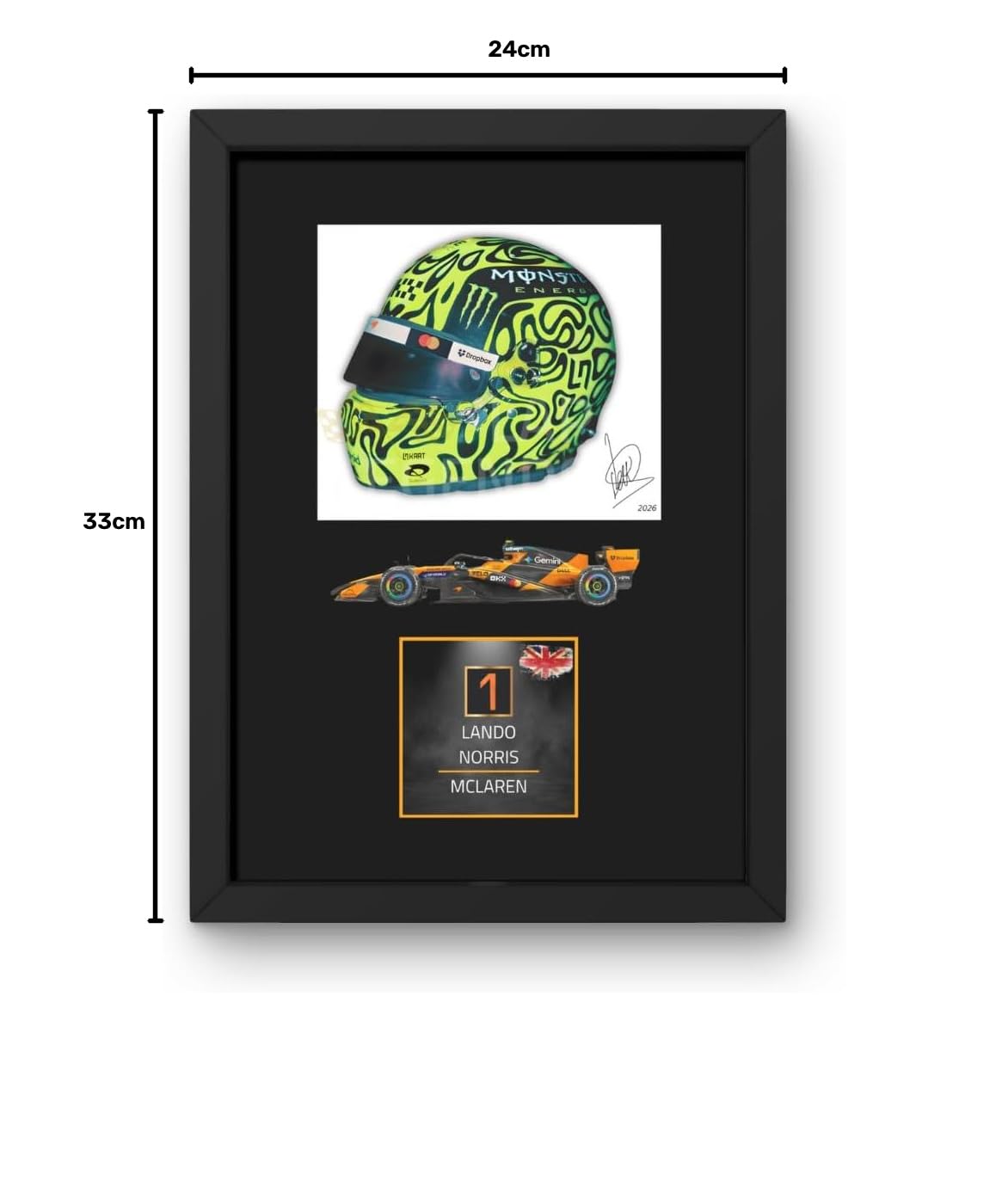 Lap Legends Lando Norris (Car) 2026 - Espositore incorniciato con firma digitale riprodotta